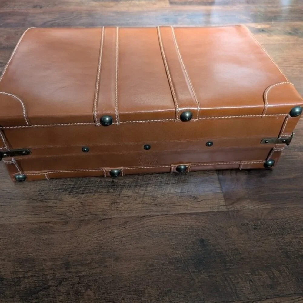 Vintage Lido New York Cowhide Leather Suitcase/Luggage/Retro Travel‎